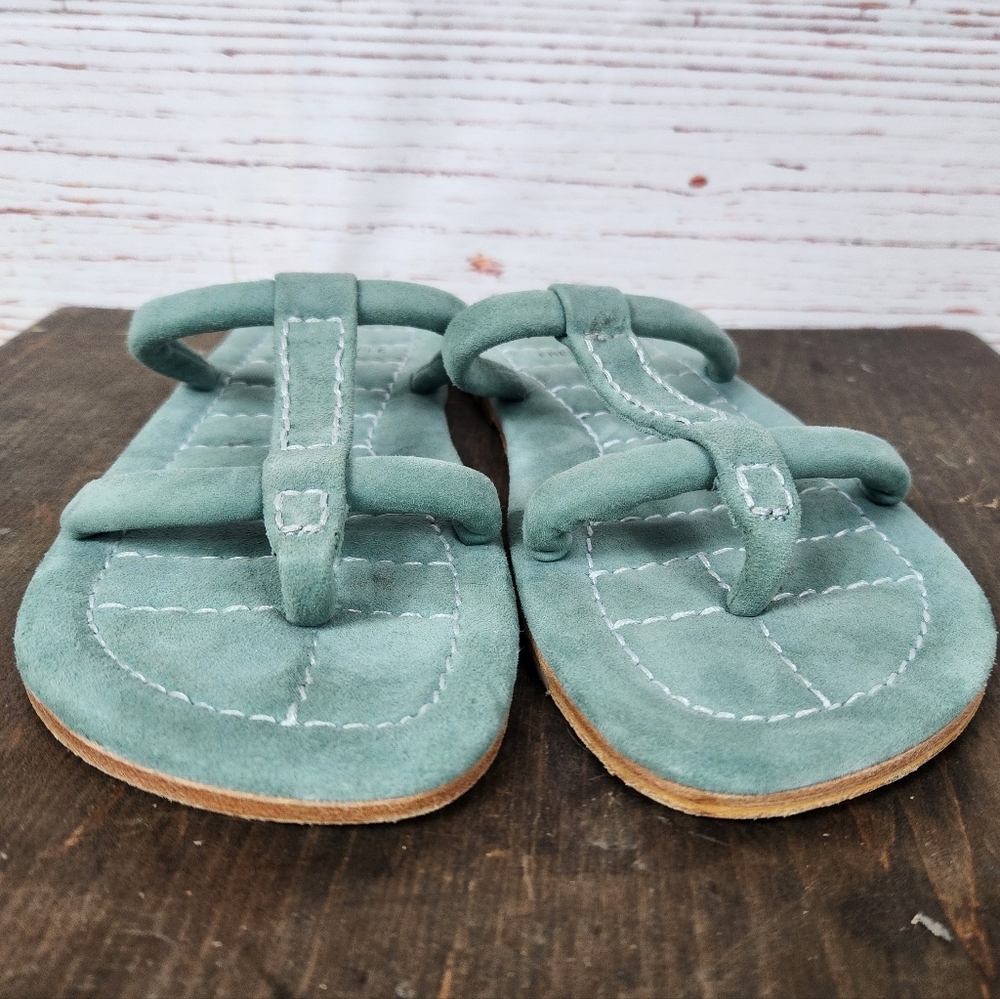 FREE PEOPLE Hadden Blue Green Slide Thong Sandle Size 8 - Picture 6 of 7